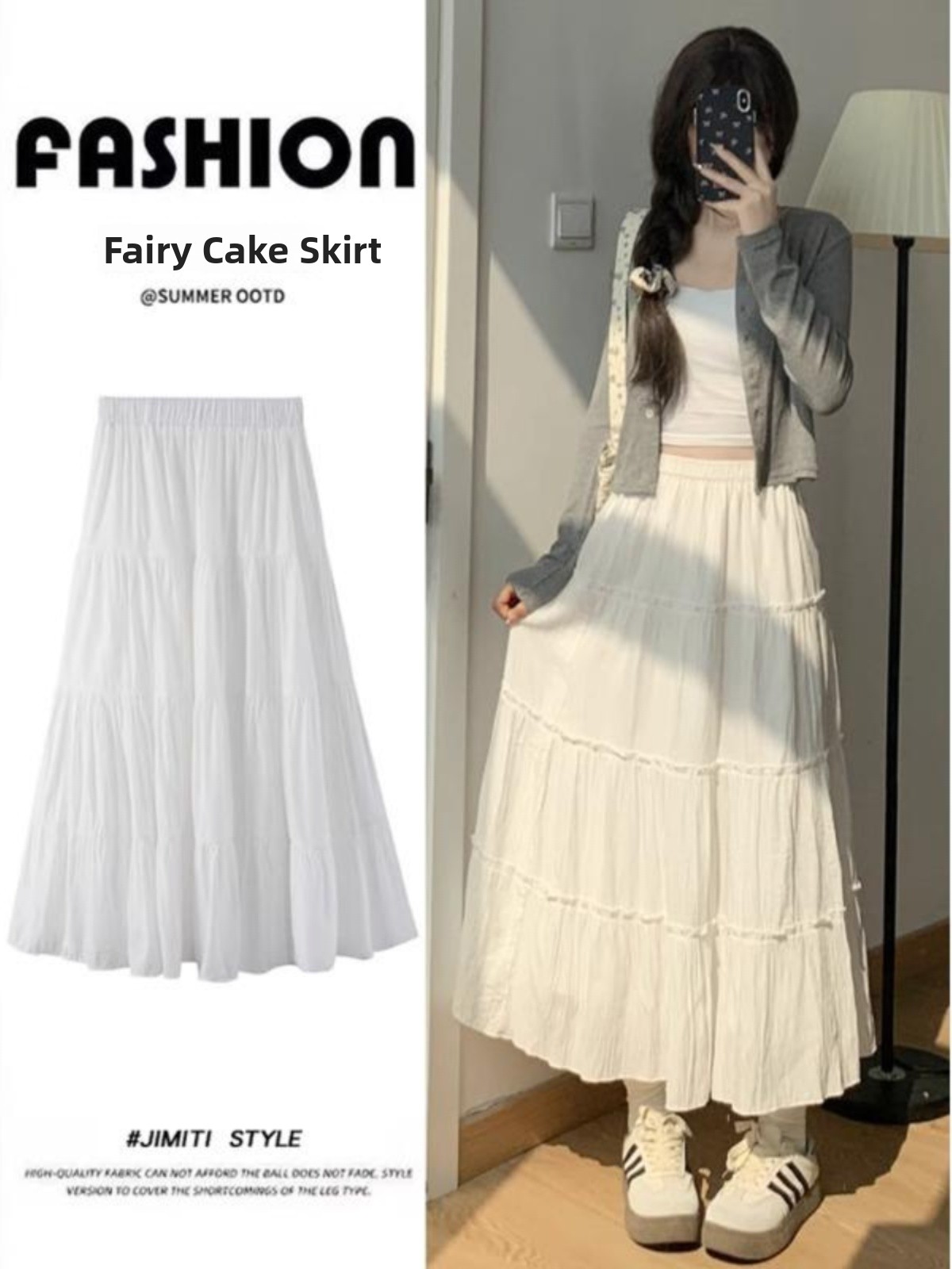 A-Line Skirt Midi - plus Size Women's White A-Line Midi