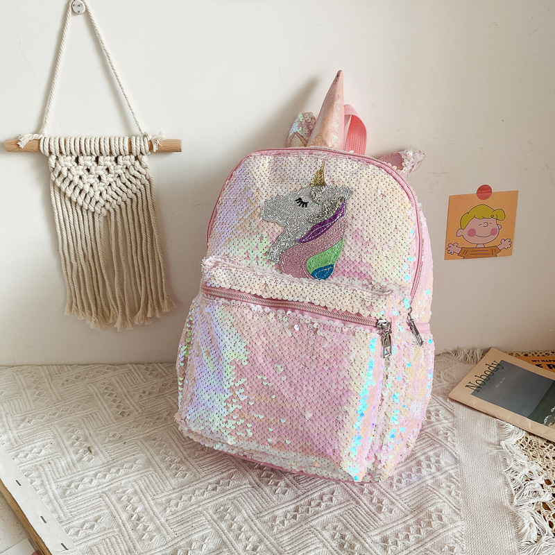 Women'S Fashion Backpack - Sequin Unicorn Backpack Pink Shiny Lightweight