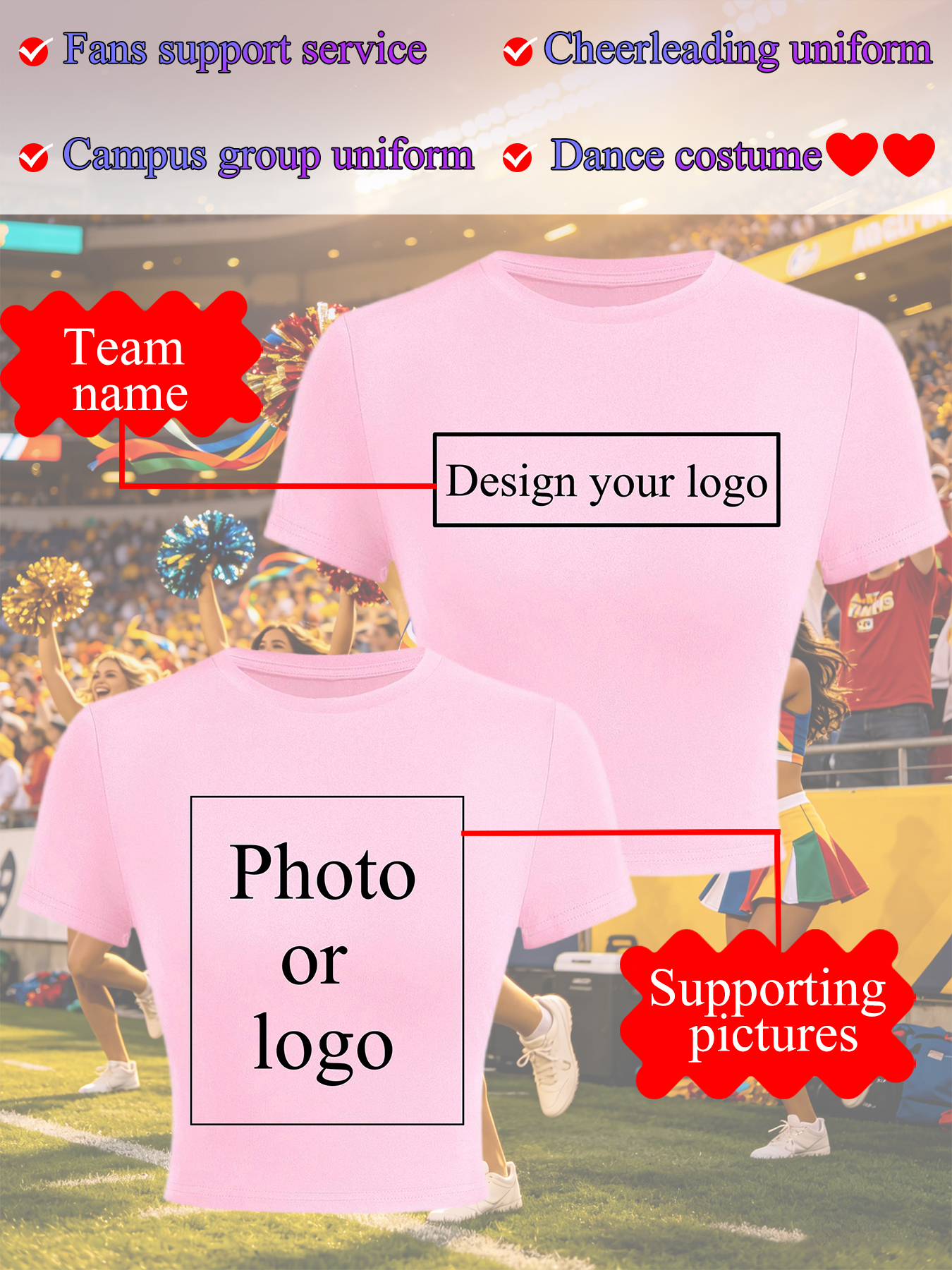 Women Fashion Logo - Women's Crop T-shirt Customize your team