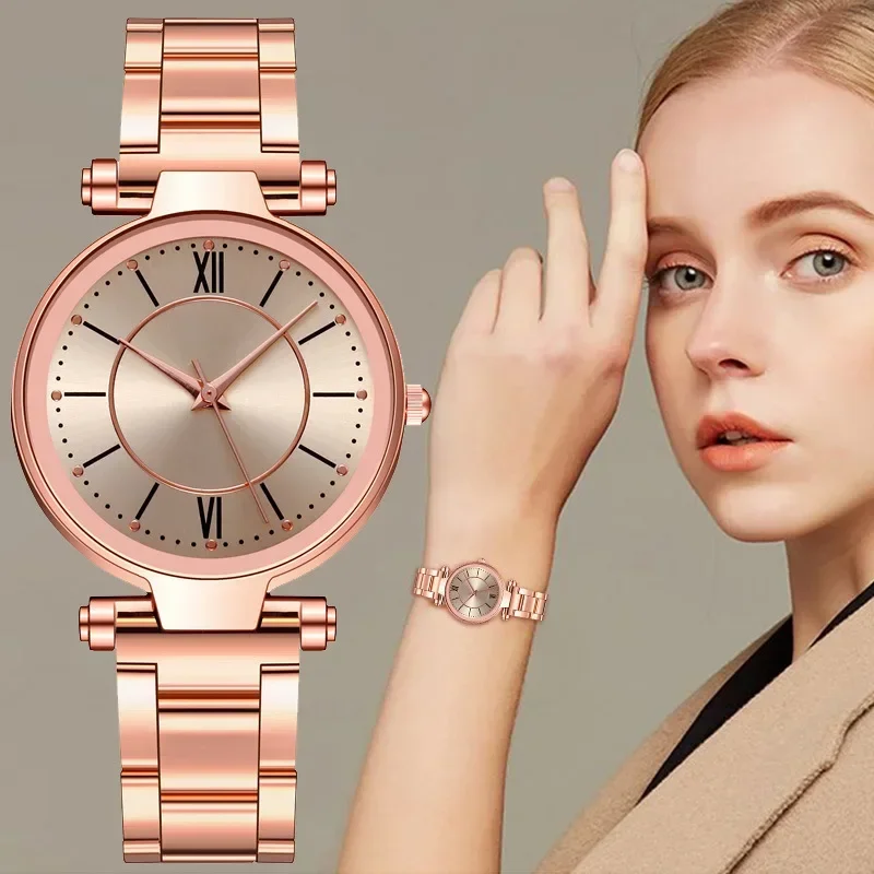 Women'S Fashion Digital Watch - Luxury Rose Gold Stainless Steel Watches