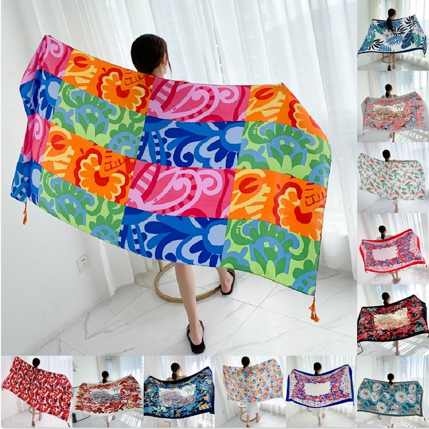 Printed Wrap Skirt - 90x185cm Cotton Linen Print Summer Beach