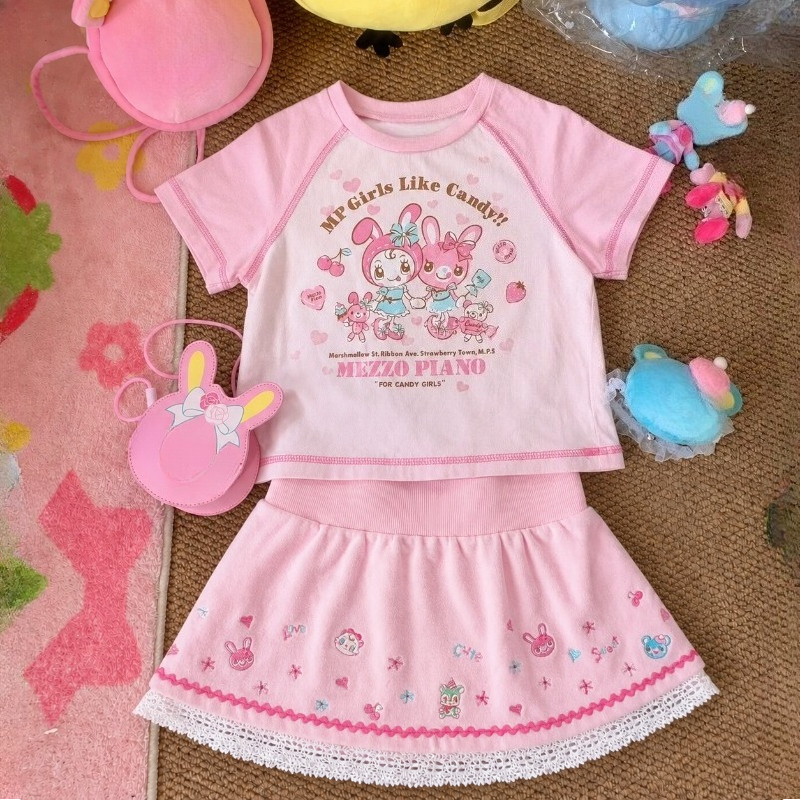 Vintage Kawaii Cute Short Slee - Crop Top Women ulasan dan harga