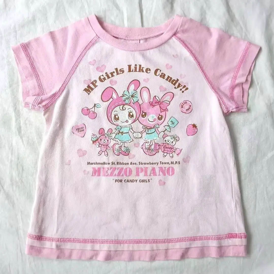 Vintage Kawaii Cute Short Slee - Crop Top Women ulasan dan harga