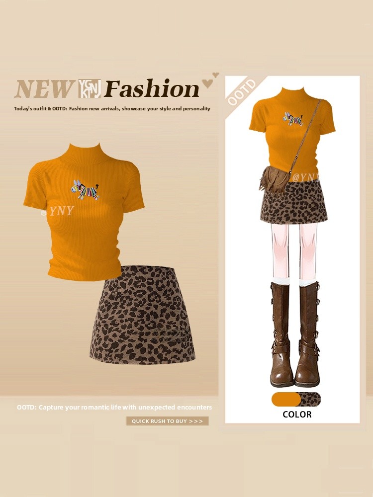 Dopamine Orange Korean Style S - Printed Wrap Skirt ulasan dan harga