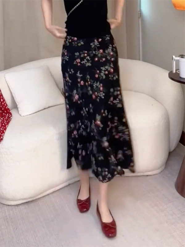 Summer New High Waist Floral P - A-Line Skirt Midi ulasan dan harga