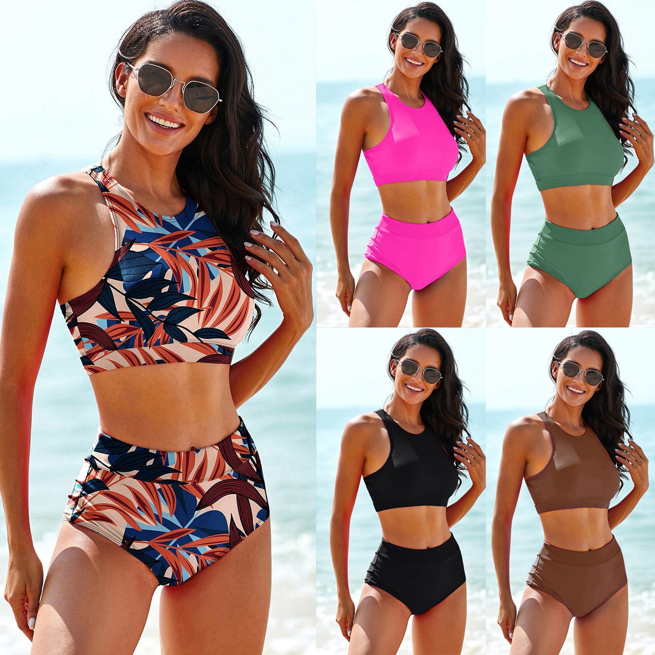 Woman Swimsuits Solid Color Ta - Crop Top Women ulasan dan harga