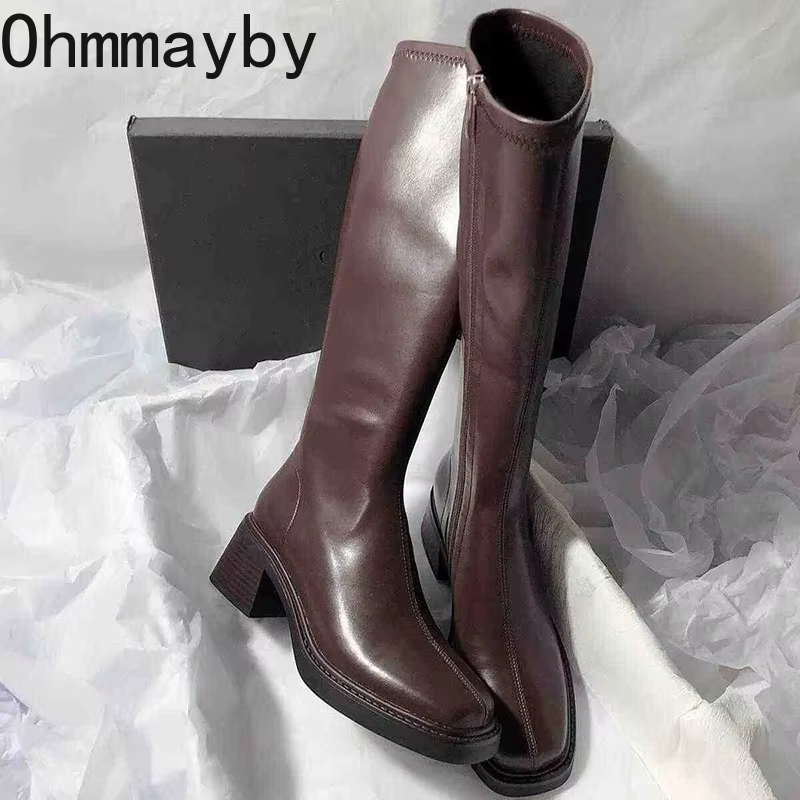 Vintage Thick Heel Women Knee  - Women Fashion Korean ulasan dan harga