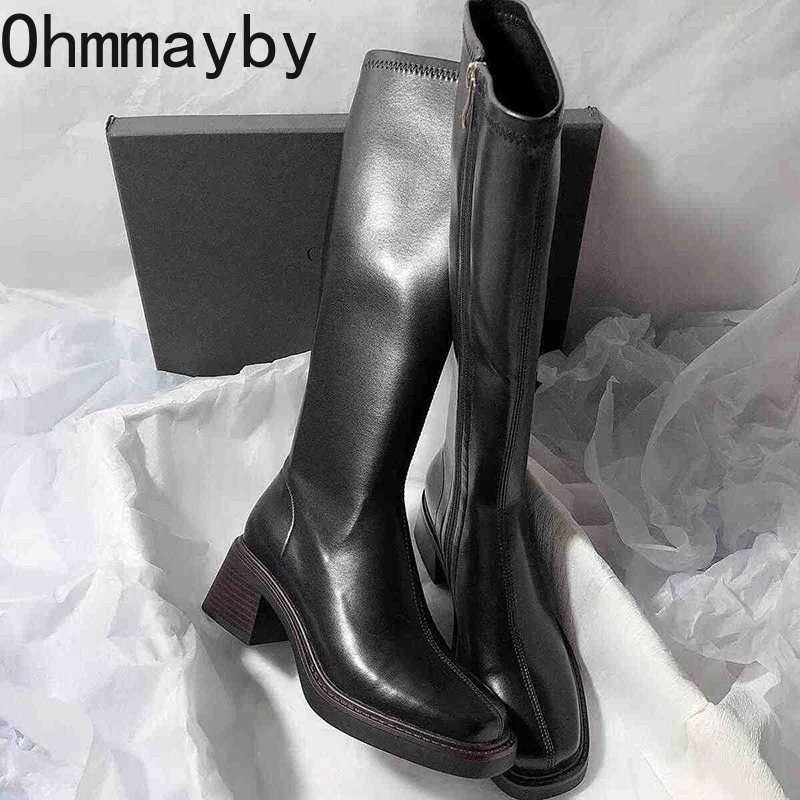 Vintage Thick Heel Women Knee  - Women Fashion Korean ulasan dan harga