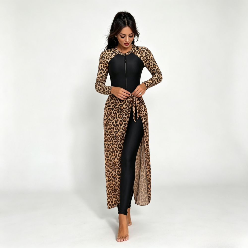 2026 Leopard Print 3 Piece Mod - Printed Wrap Skirt ulasan dan harga