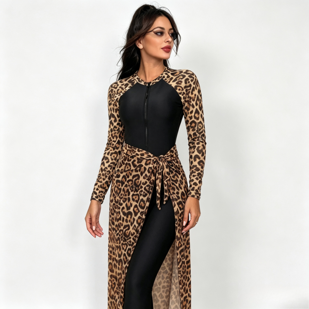 2026 Leopard Print 3 Piece Mod - Printed Wrap Skirt ulasan dan harga