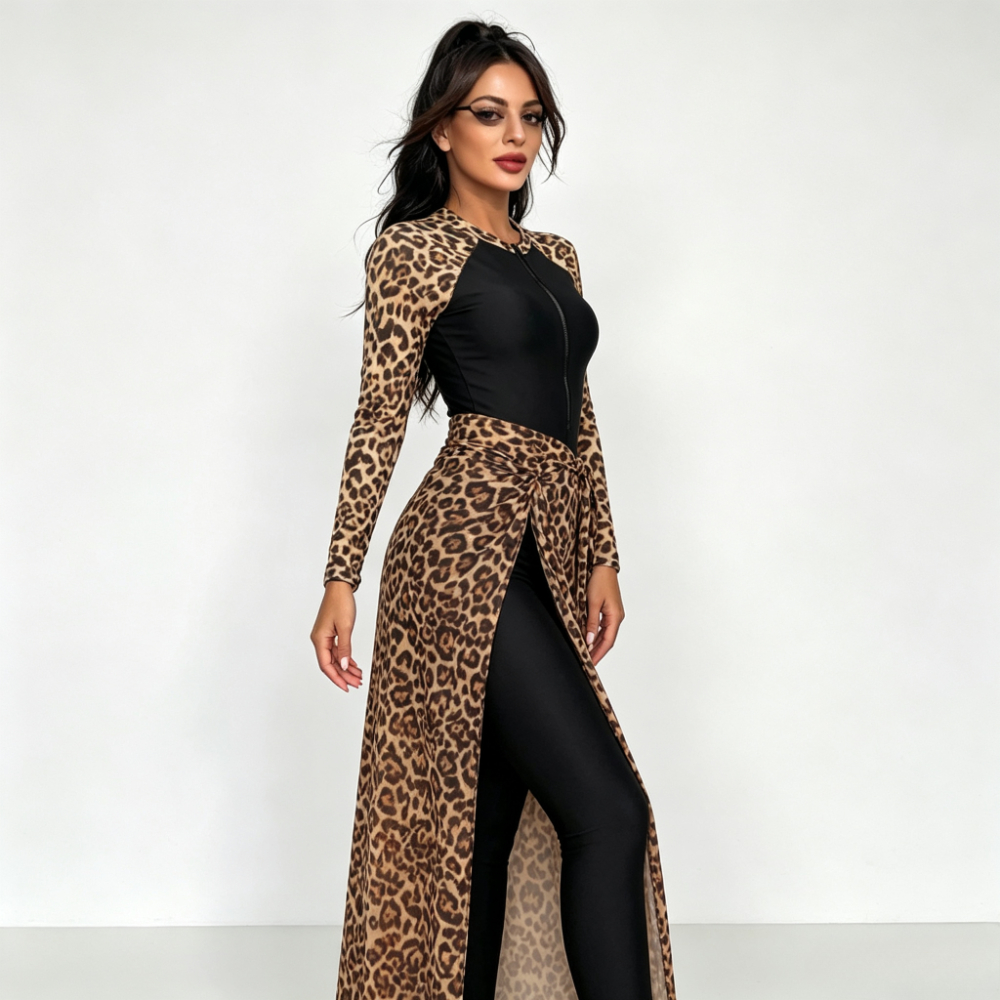 2026 Leopard Print 3 Piece Mod - Printed Wrap Skirt ulasan dan harga