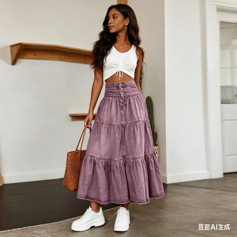 Long Skirt Women Vintage Denim - A-Line Skirt Midi ulasan dan harga