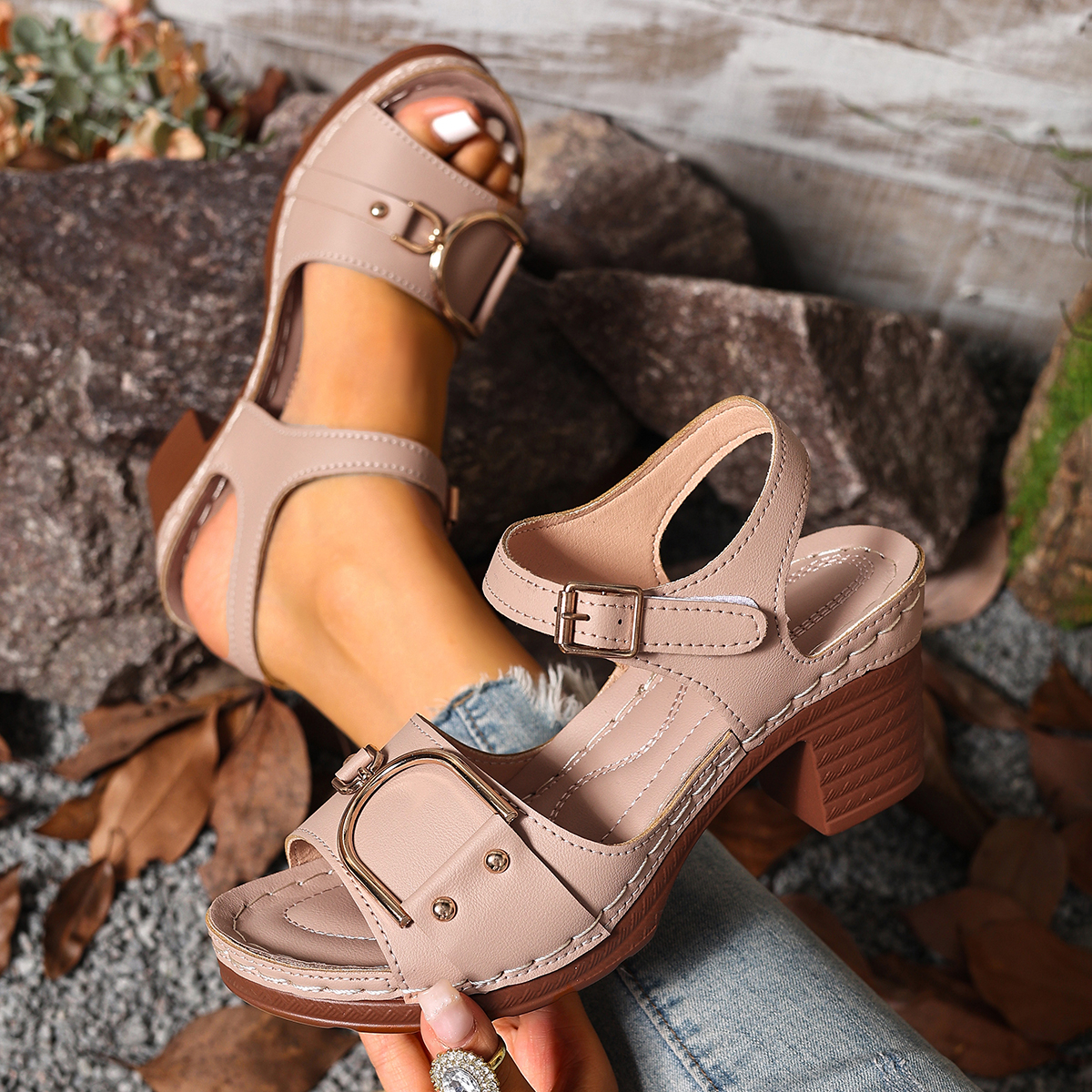 Women's Chunky Heel Sandals Ad - Women'S Fashion Summer 2025 ulasan dan harga