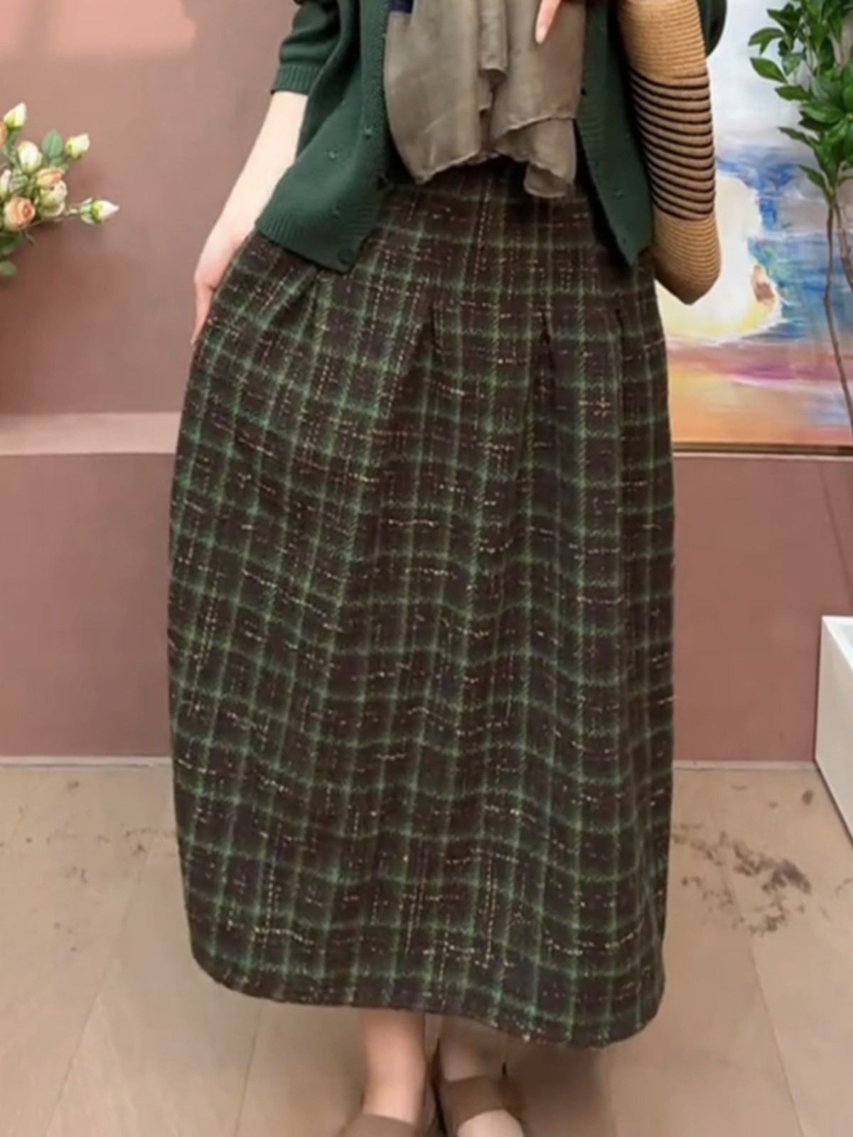 Retro Thickened Woolen A-Line  - A-Line Skirt Midi ulasan dan harga