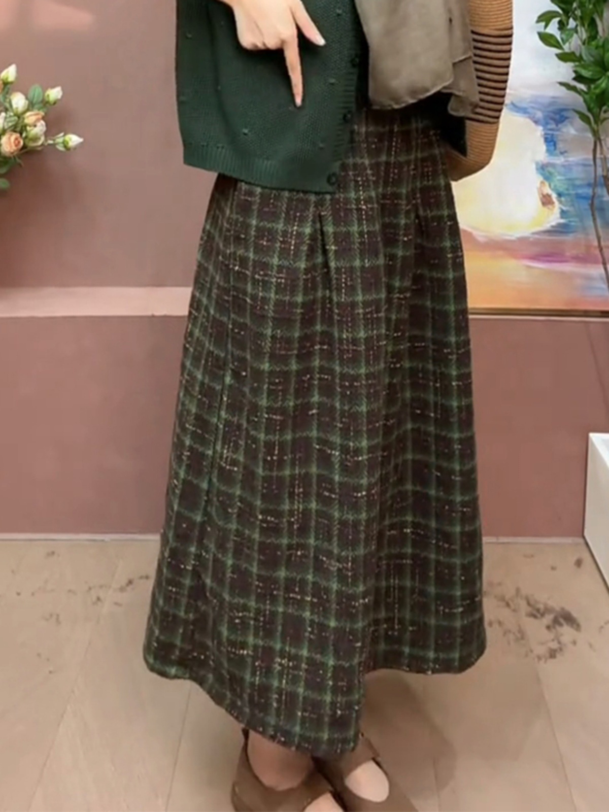 Retro Thickened Woolen A-Line  - A-Line Skirt Midi ulasan dan harga