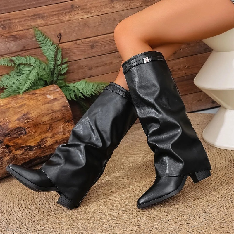 Women's Folding Knee-high Boot - Women Fashion Korean ulasan dan harga