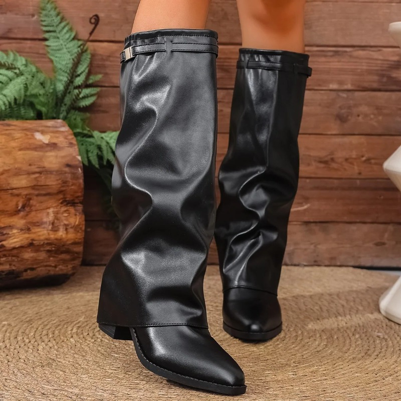 Women's Folding Knee-high Boot - Women Fashion Korean ulasan dan harga
