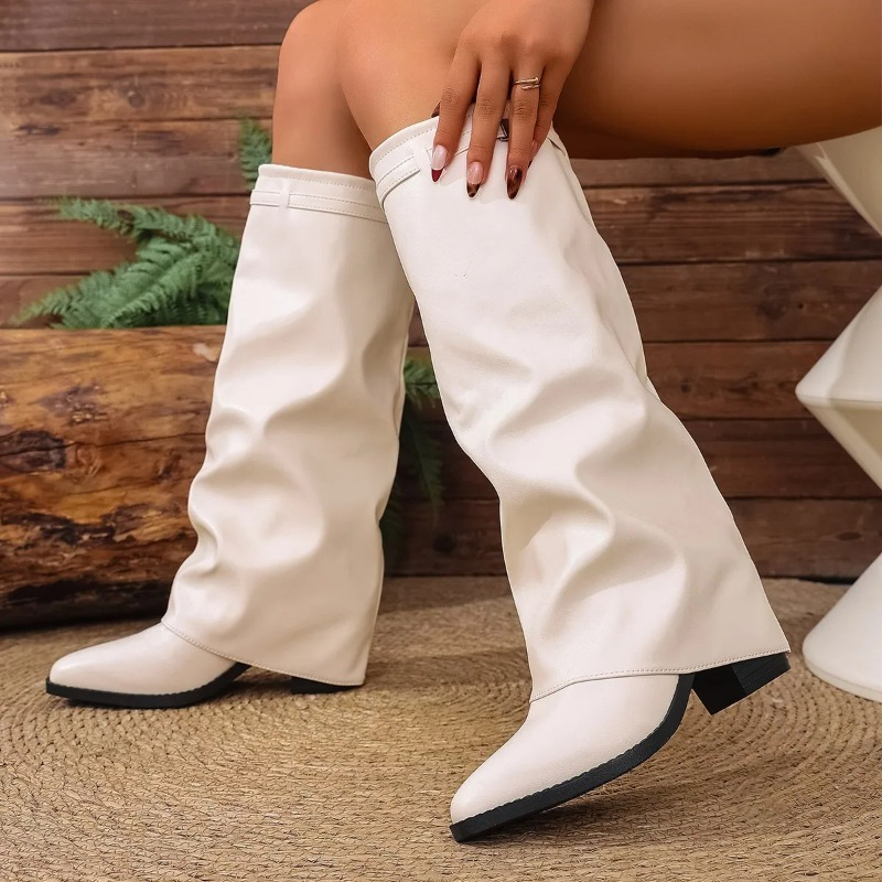 Women's Folding Knee-high Boot - Women Fashion Korean ulasan dan harga