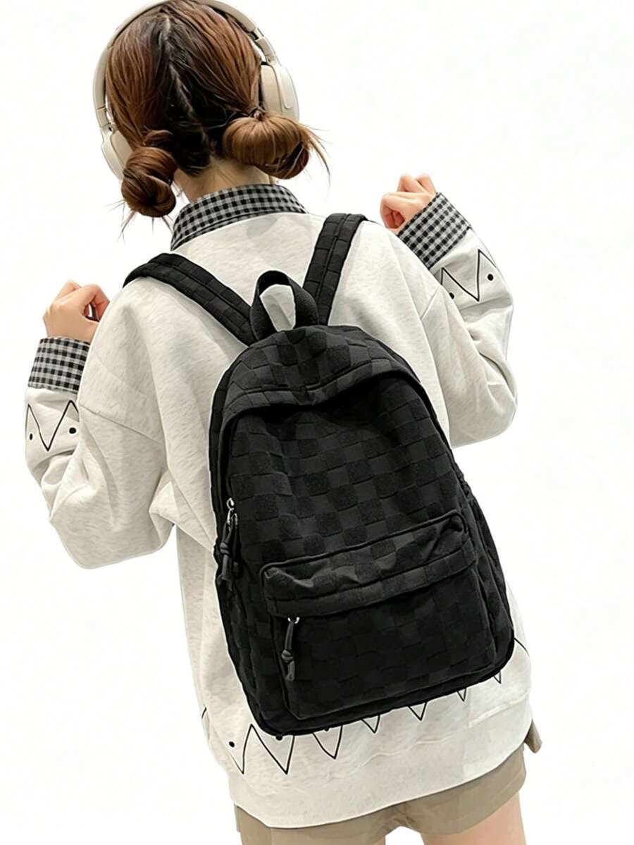 Womens Patchwork Plaid Faux Fu - Women'S Fashion Backpack ulasan dan harga