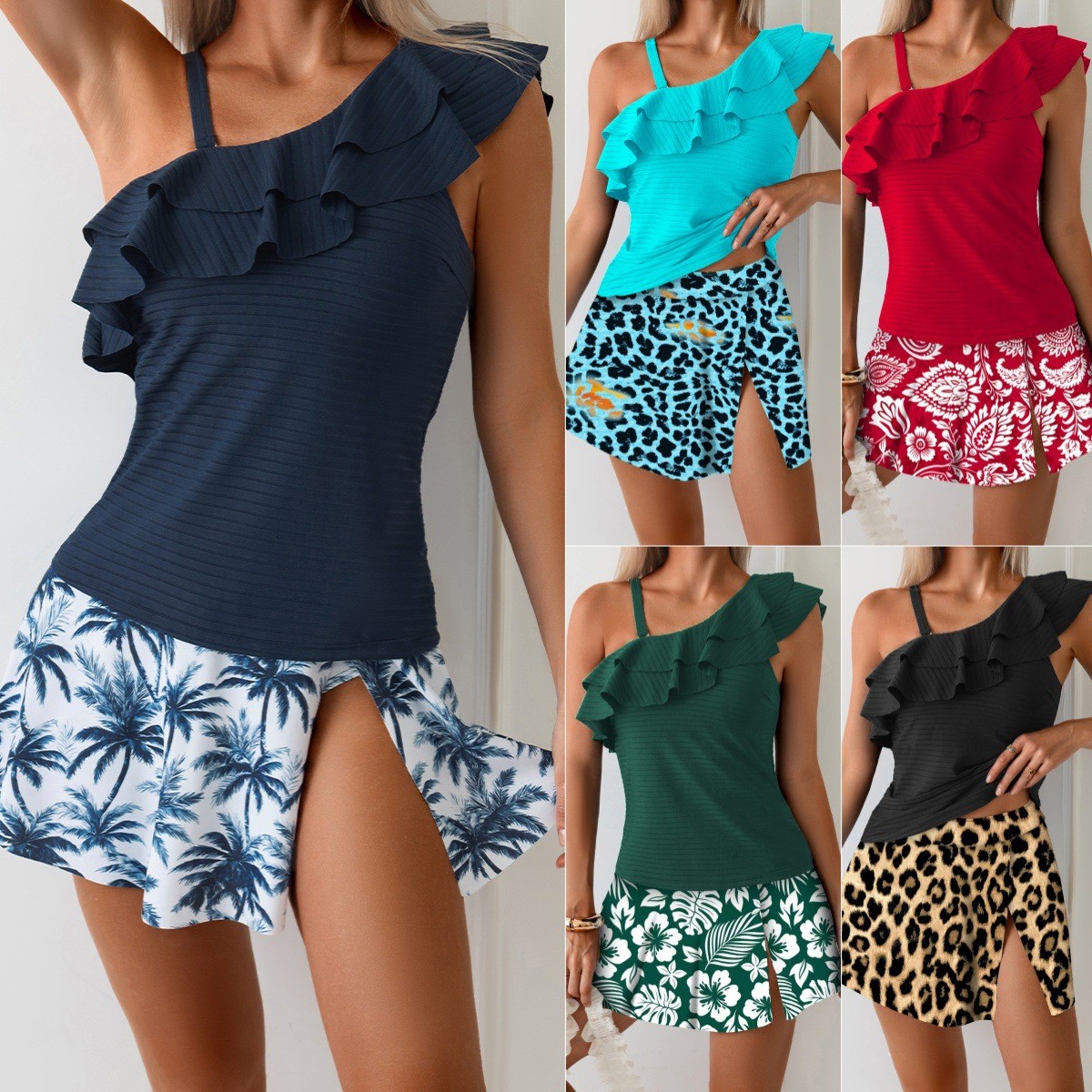Woman Tankini Swimwear Sleevel - Crop Top Women ulasan dan harga