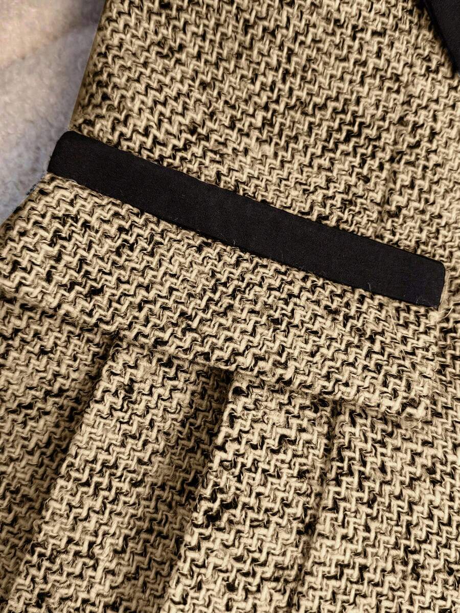 Womens Tweed Long Sleeve Dress - Pleated Skirt Women ulasan dan harga