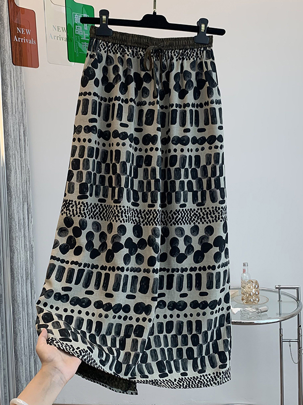 Retro Floral Print Loose Light - A-Line Skirt Midi ulasan dan harga