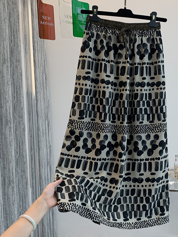 Retro Floral Print Loose Light - A-Line Skirt Midi ulasan dan harga