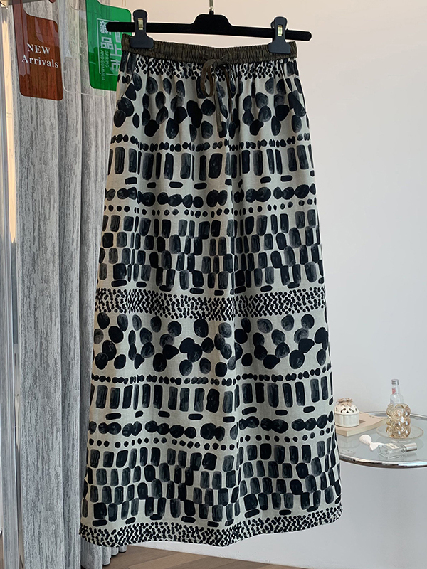Retro Floral Print Loose Light - A-Line Skirt Midi ulasan dan harga