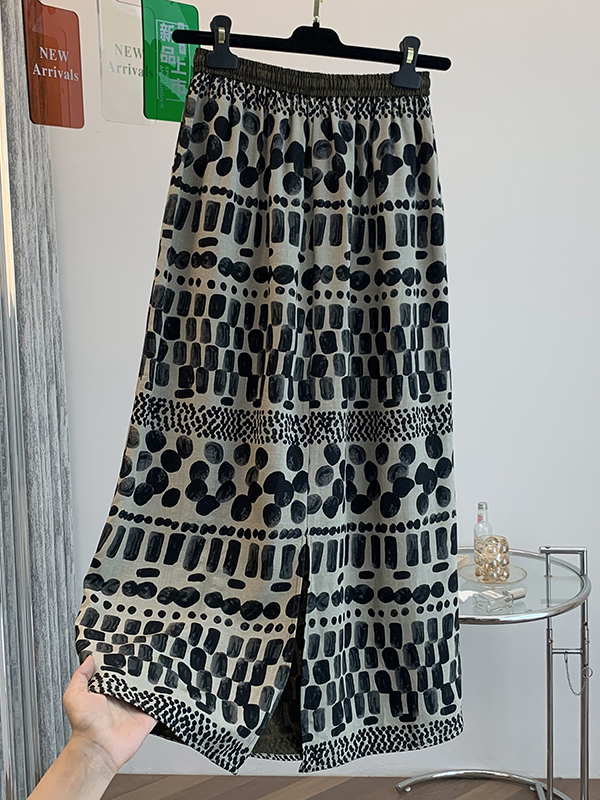 Retro Floral Print Loose Light - A-Line Skirt Midi ulasan dan harga