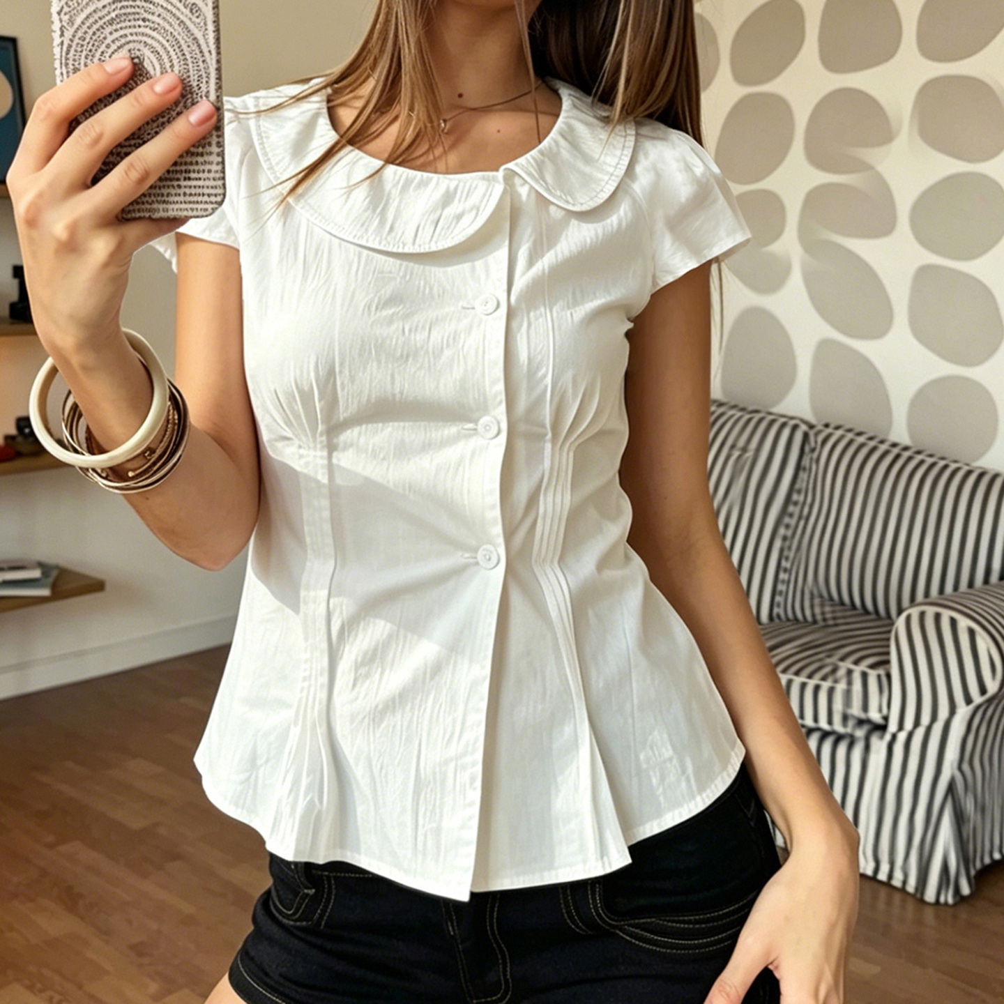 Korean Fashion Peter Pan Colla - Women'S Y2K Fashion Aesthetic ulasan dan harga