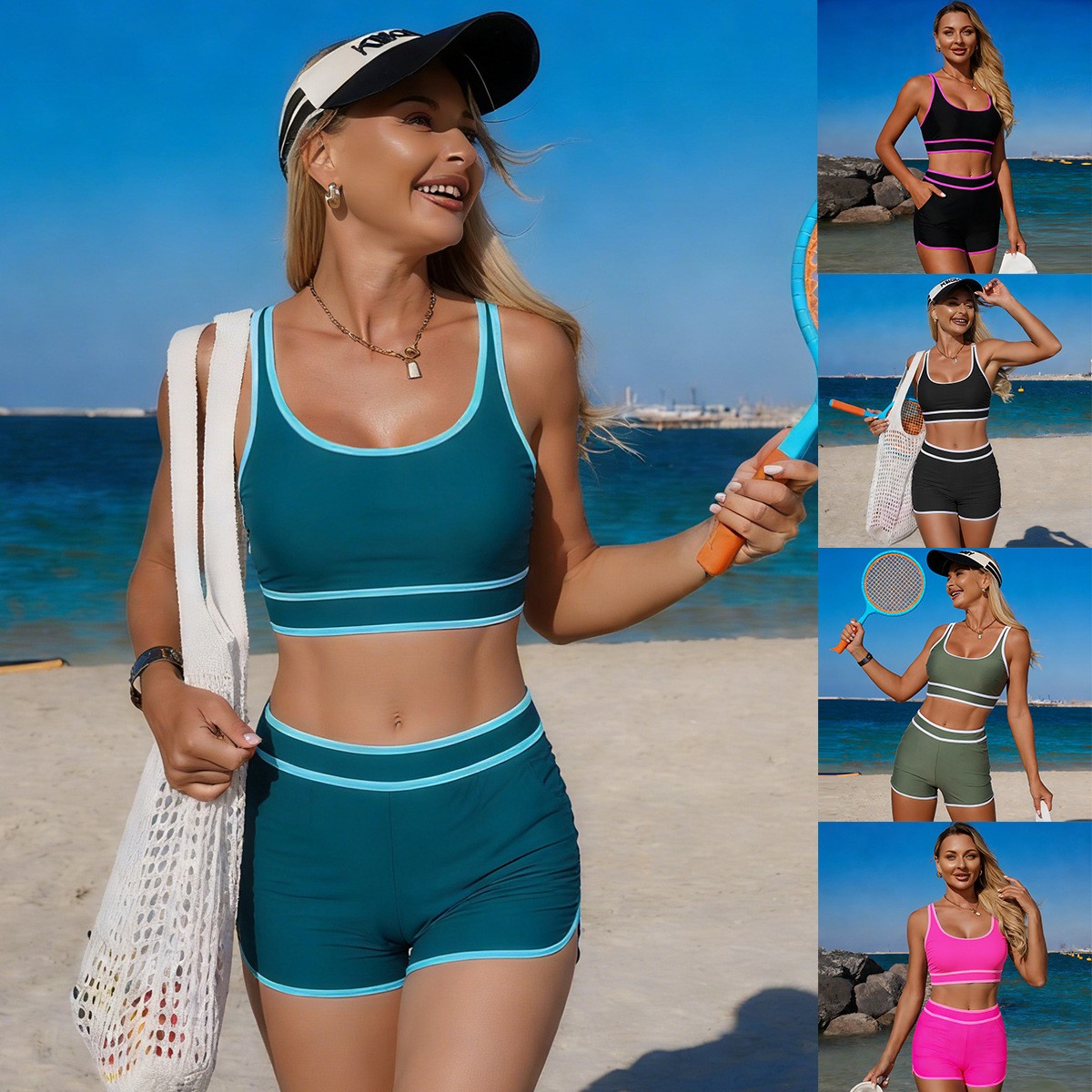 Olive Green Bikini Sleeveless  - Crop Top Women ulasan dan harga