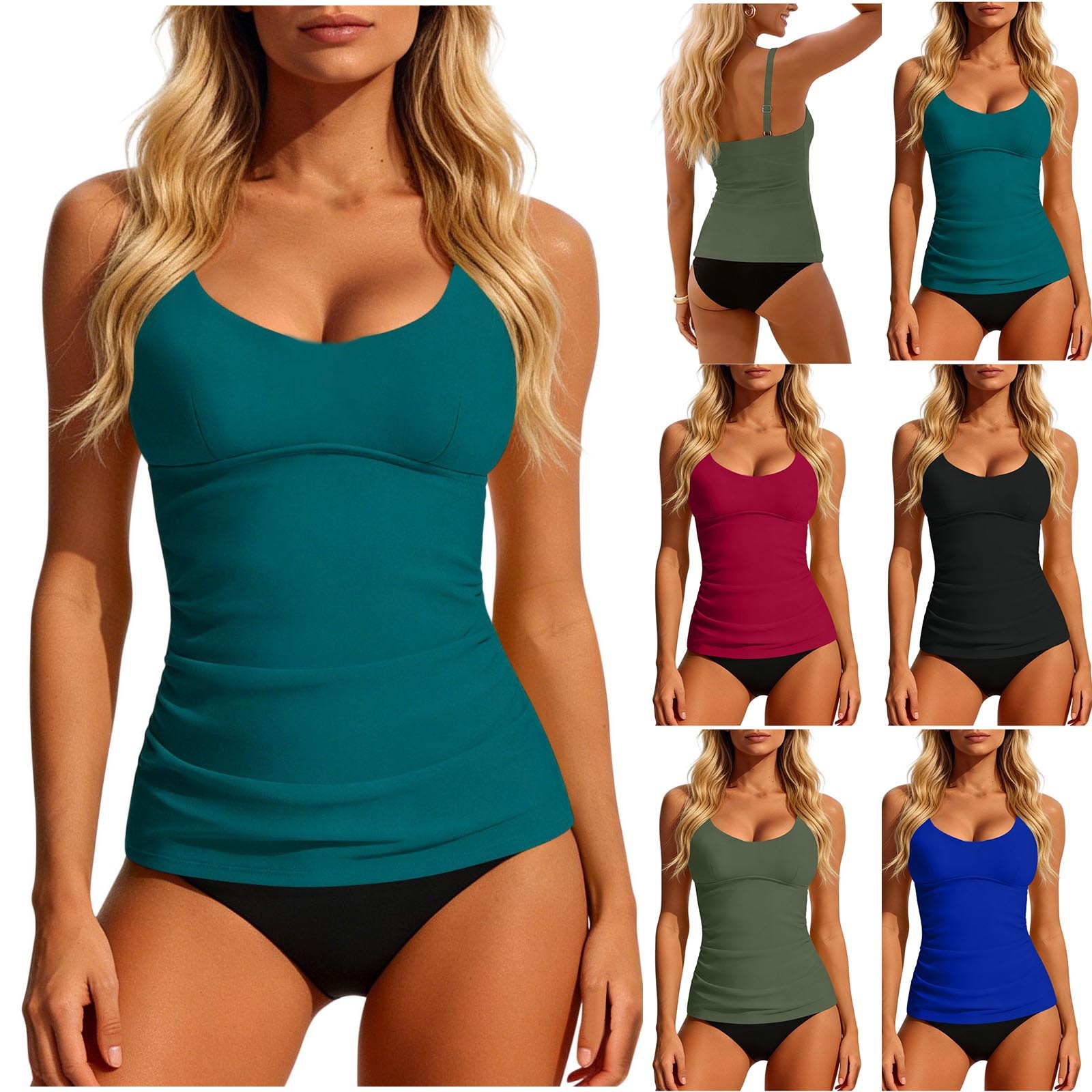 Women's 2026 Tankini Teal Scoo - Crop Top Women ulasan dan harga