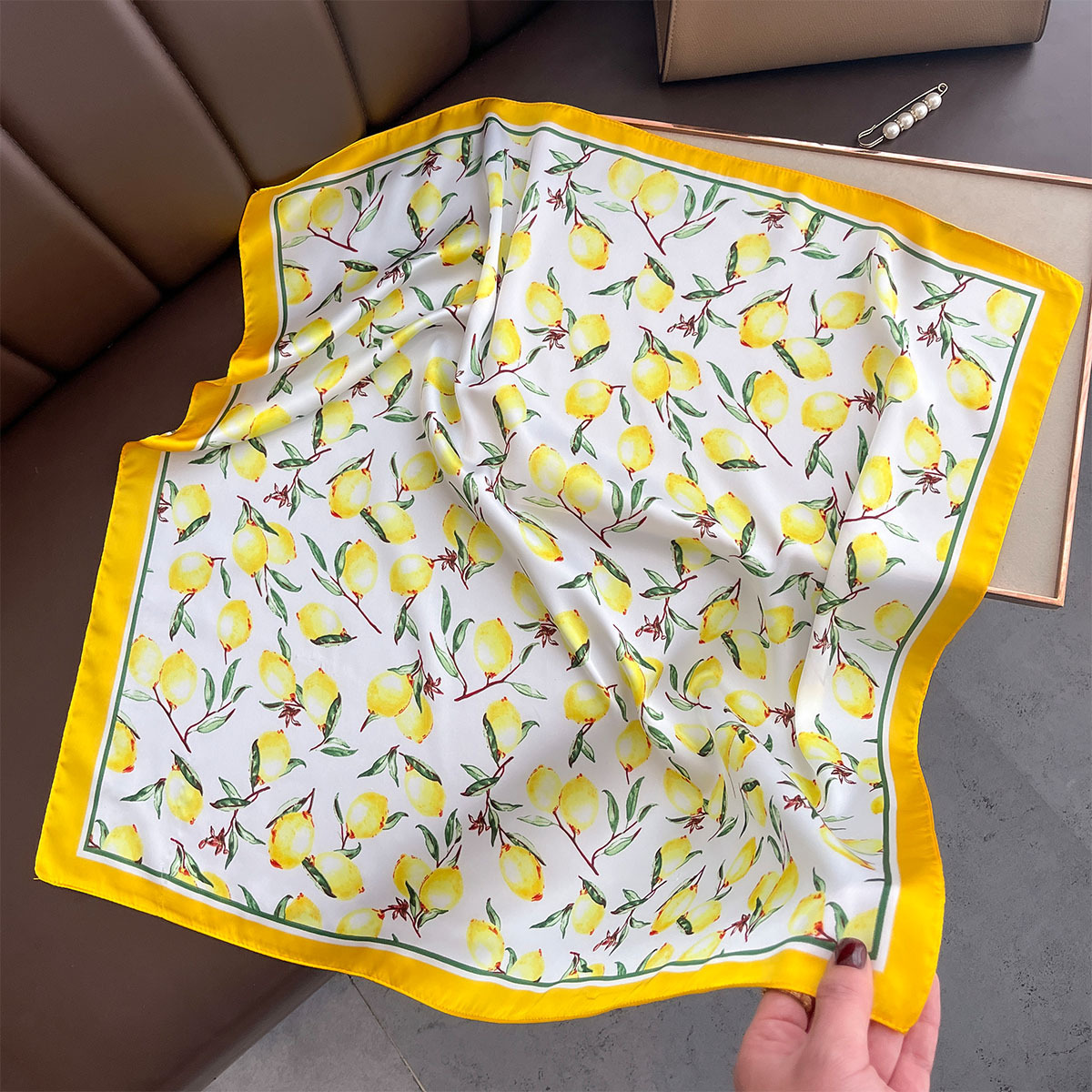 2025 New Yellow Lemon Print Sq - Women Fashion Necktie ulasan dan harga