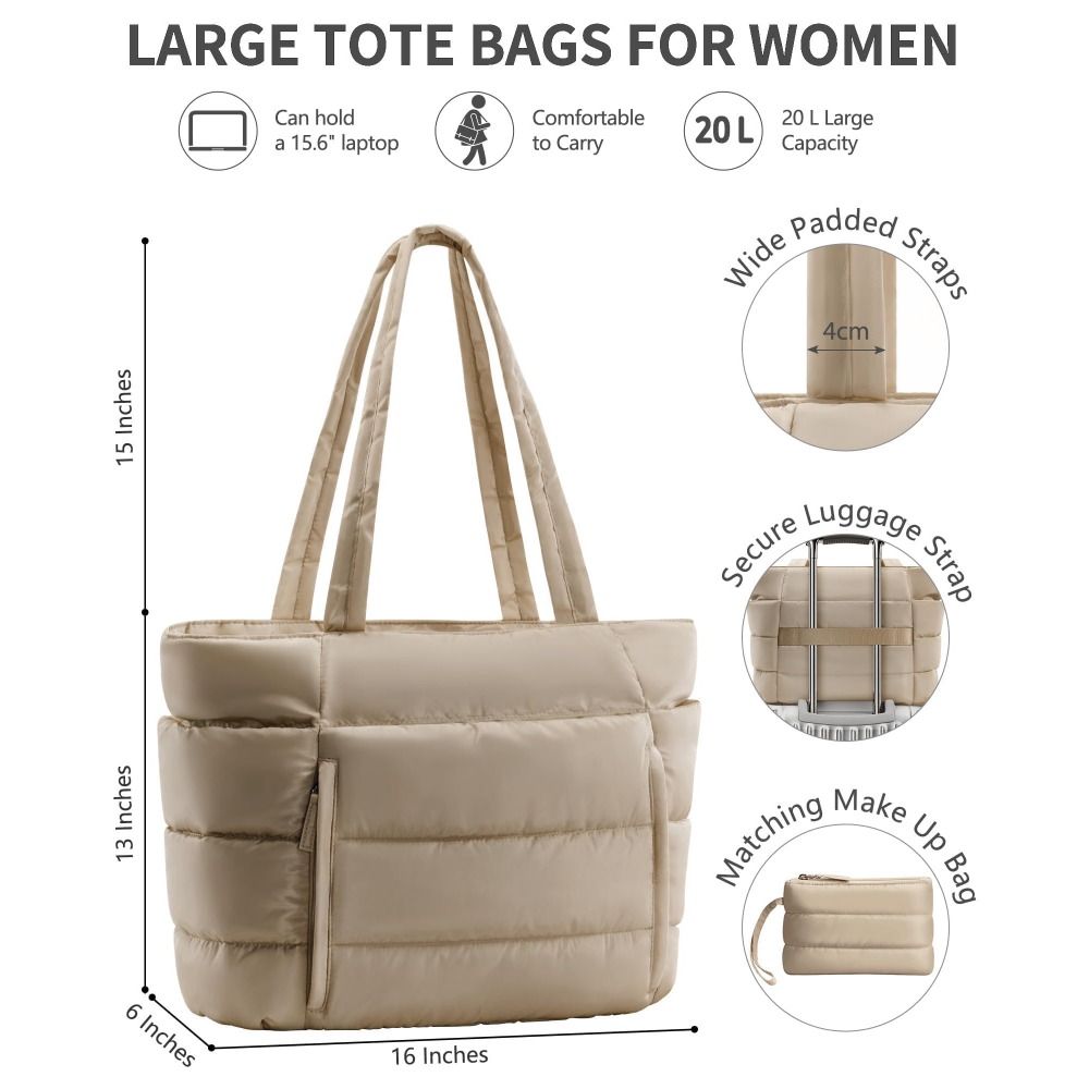 Large Capacity Puffer Tote Bag - Coin Purse Women ulasan dan harga