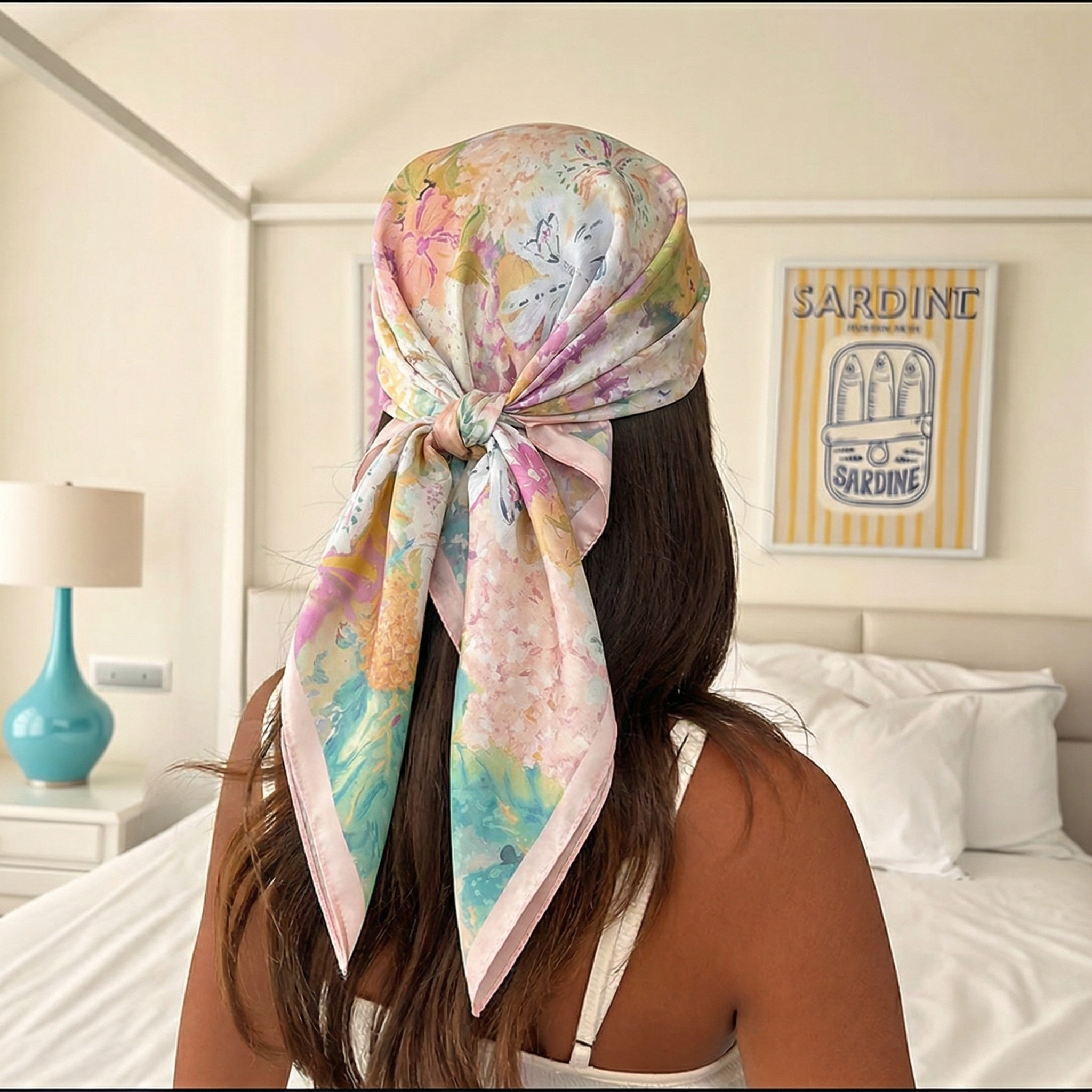 70*70cm Square Silk Scarf for  - Women Fashion Necktie ulasan dan harga