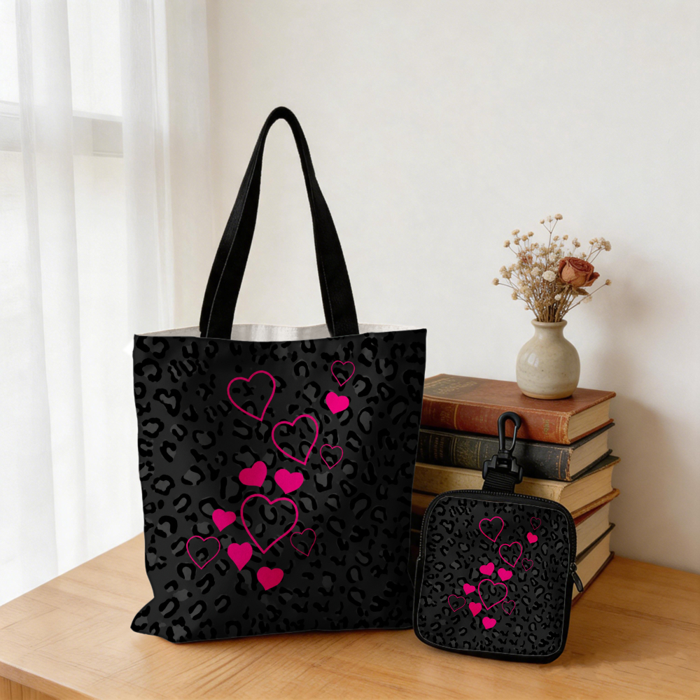 Black Leopard Print Pink Heart - Coin Purse Women ulasan dan harga