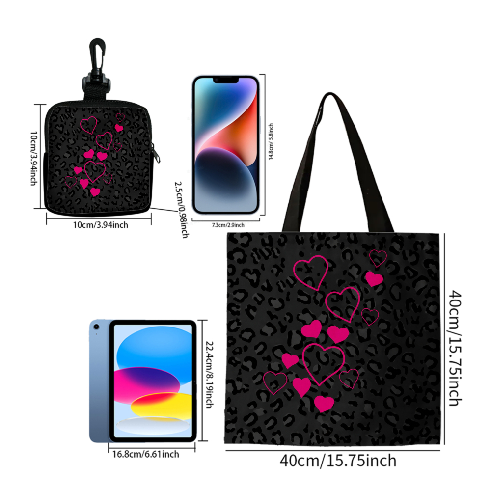Black Leopard Print Pink Heart - Coin Purse Women ulasan dan harga