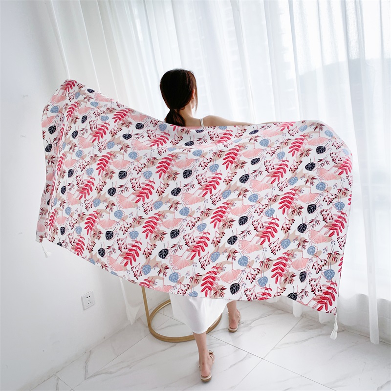 90x185cm Cotton Linen Print Su - Printed Wrap Skirt ulasan dan harga