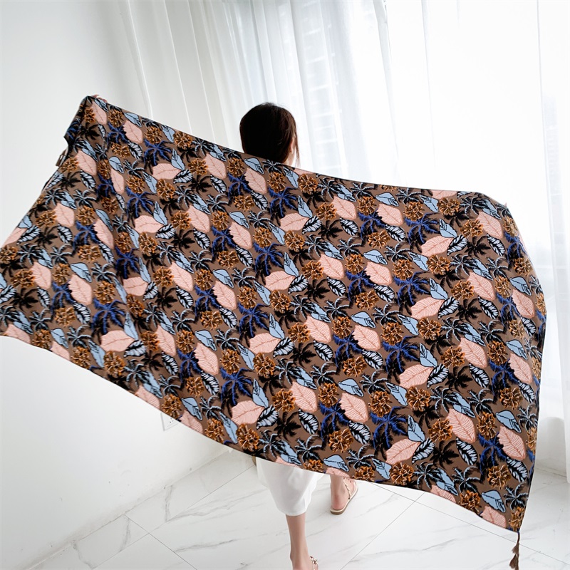 90x185cm Cotton Linen Print Su - Printed Wrap Skirt ulasan dan harga