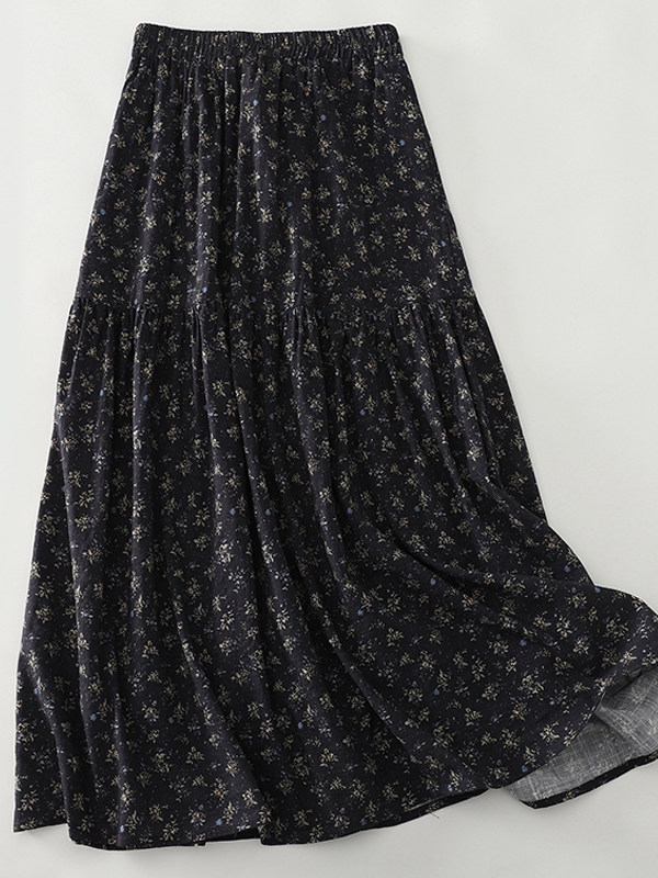 High Waist Floral Print Midi S - A-Line Skirt Midi ulasan dan harga